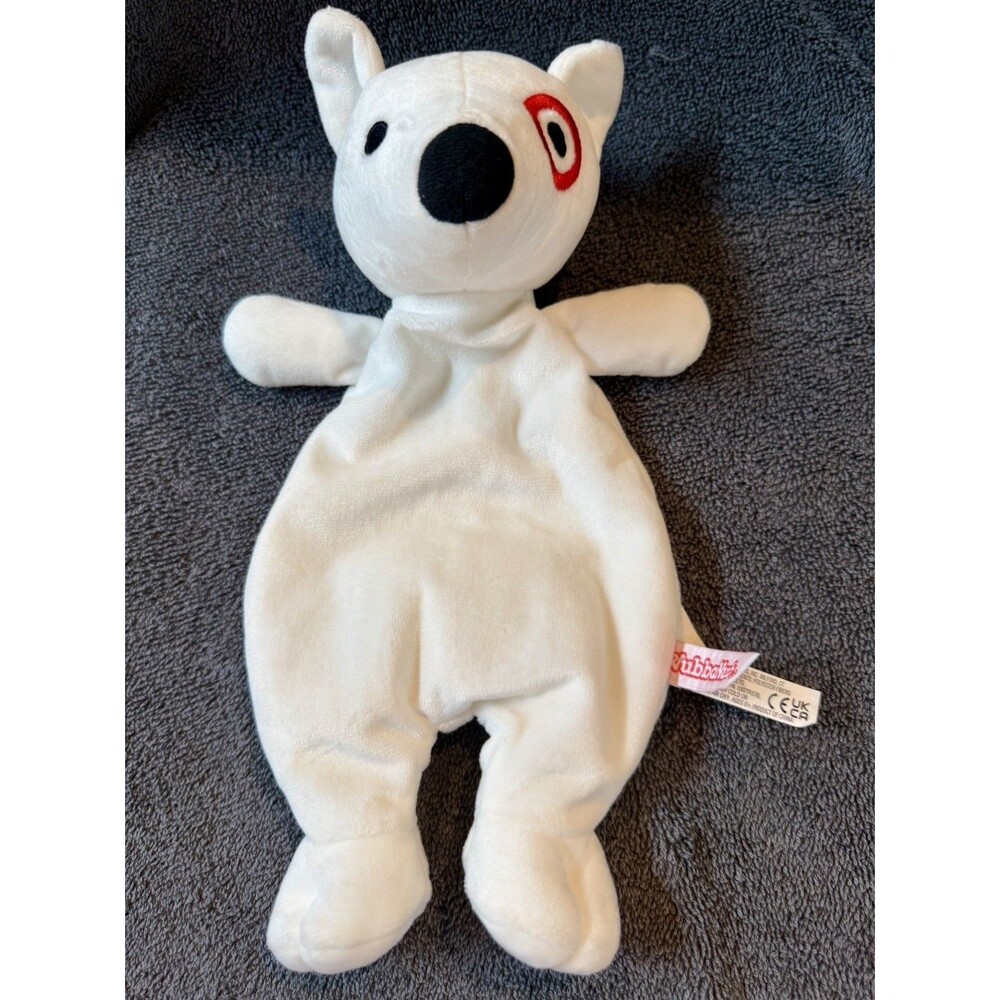 WubbaNub Target Bullseye Dog Plush Lovey White Red Mascot.